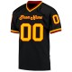 Custom Black Gold-Red Mesh Authentic Throwback Football Jersey