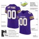 Custom Purple White-Old Gold Mesh Authentic Football Jersey