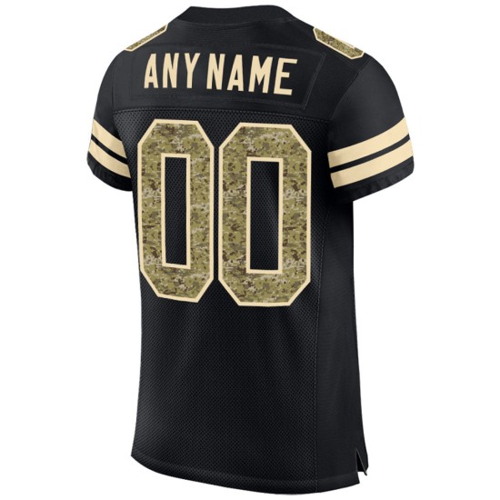 Custom Black Camo-Cream Mesh Authentic Football Jersey