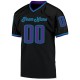 Custom Black Purple-Aqua Mesh Authentic Throwback Football Jersey