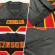 Custom Black Red-Gold Mesh Authentic Football Jersey