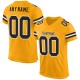 Custom Gold Black-White Mesh Authentic Football Jersey