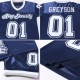 Custom Navy White-Gray Mesh Authentic Throwback Football Jersey