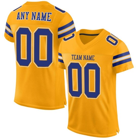 Custom Gold Royal-White Mesh Authentic Football Jersey